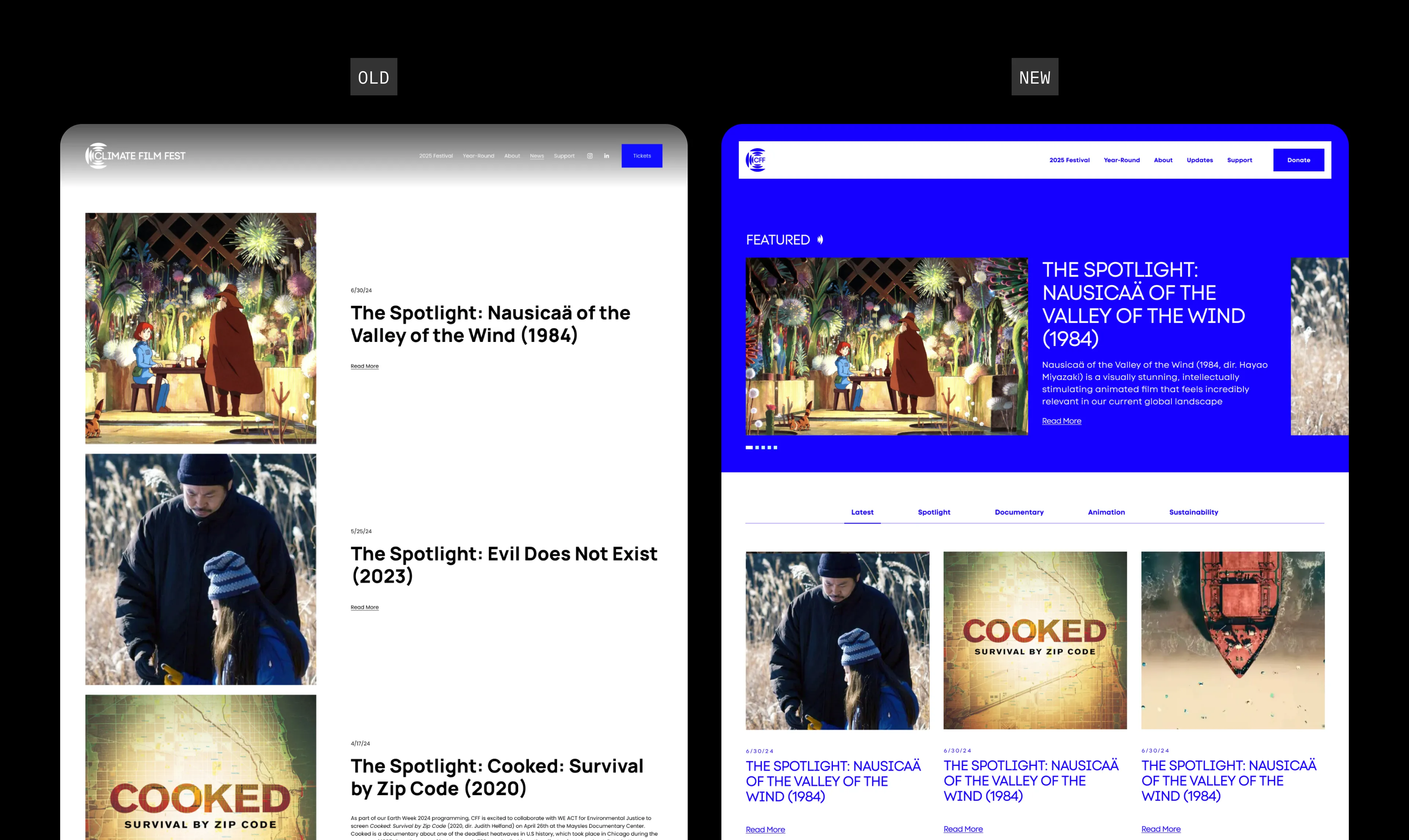 Website redesign screen 1
